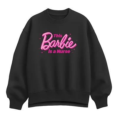 Womens Crew Neck Long Sleeve Barbie Sweatshirt