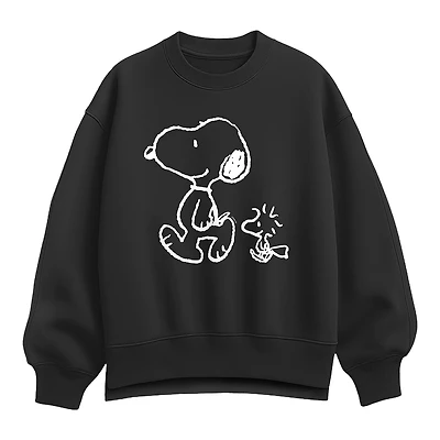 Walking Chalk Womens Crew Neck Long Sleeve Snoopy Sweatshirt