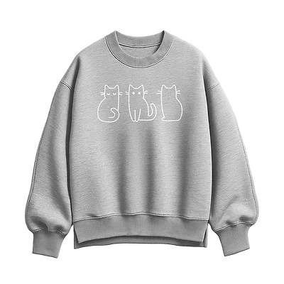 Cat Womens Crew Neck Long Sleeve Sweatshirt