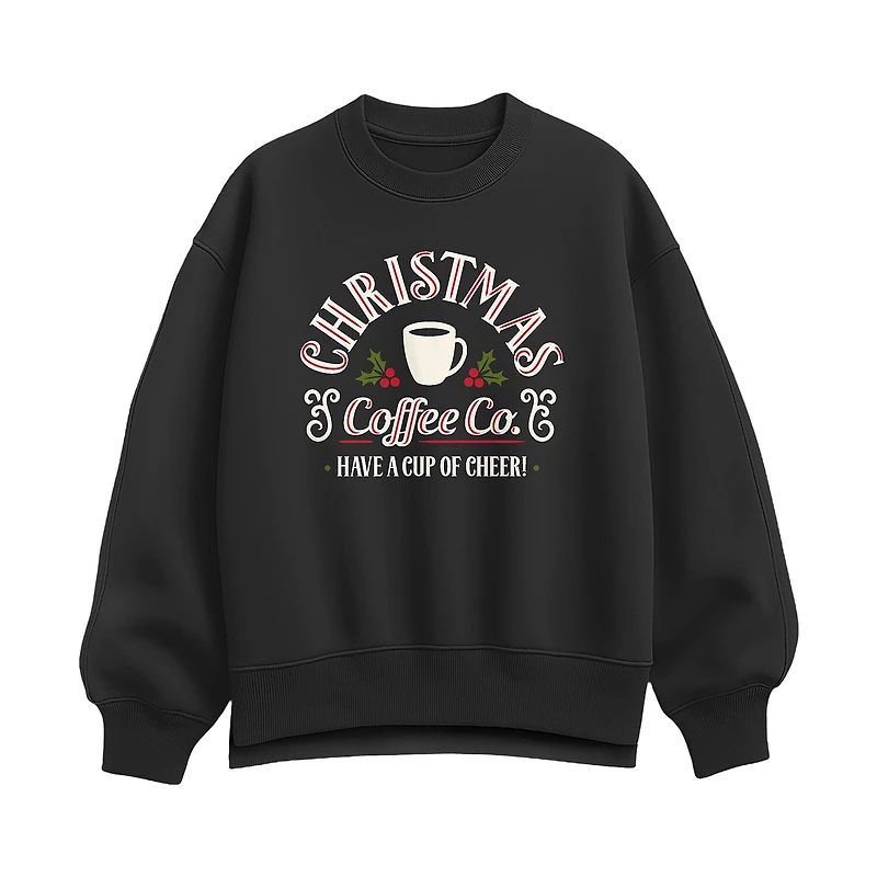 Christmas Coffee Co Womens Crew Neck Long Sleeve Sweatshirt