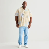 mutual weave Mens Short Sleeve Big and Tall Camp Shirt
