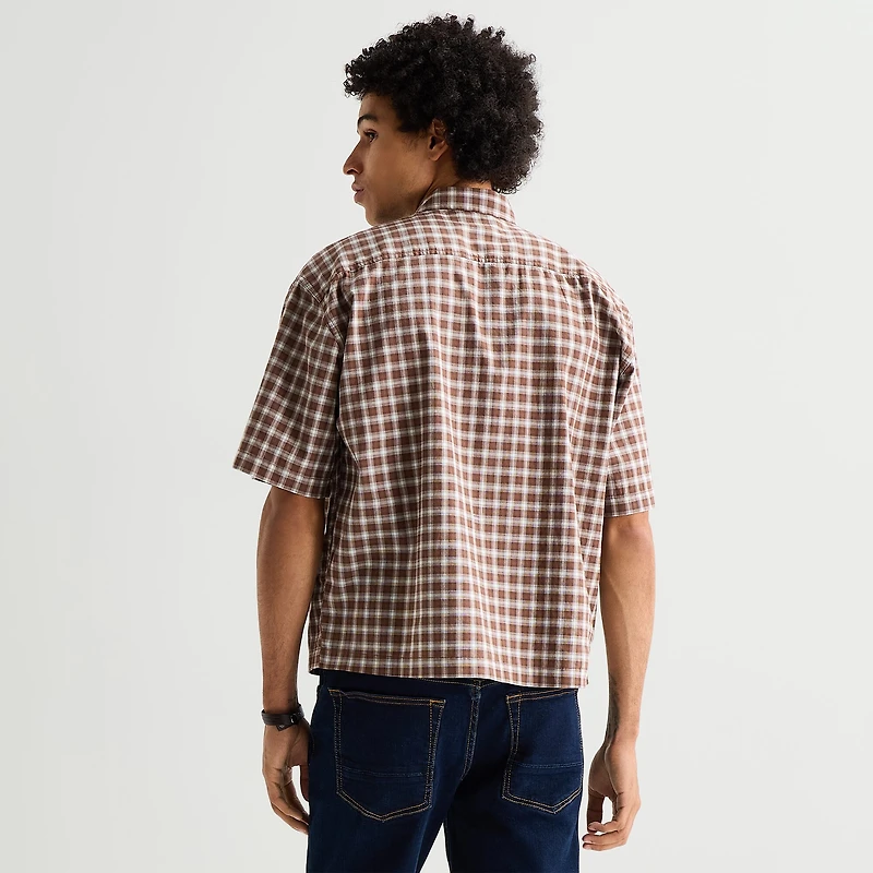 Arizona Mens Short Sleeve Regular Fit Button-Down Shirt