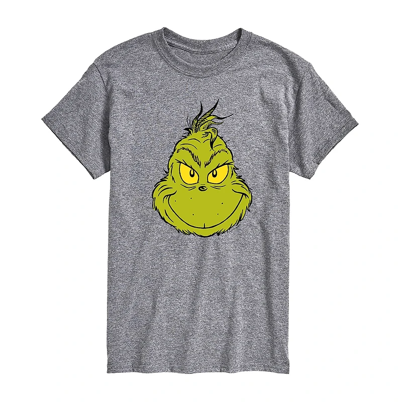 Mens Crew Neck Short Sleeve Regular Fit Grinch Big and Tall Graphic T-Shirt