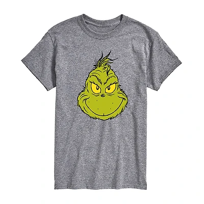 Mens Crew Neck Short Sleeve Regular Fit Grinch Big and Tall Graphic T-Shirt