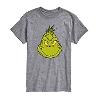 Mens Crew Neck Short Sleeve Regular Fit Grinch Big and Tall Graphic T-Shirt