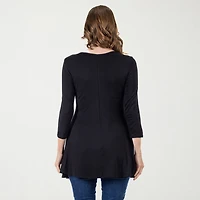 24seven Comfort Apparel Womens V Neck 3/4 Sleeve Tunic Top