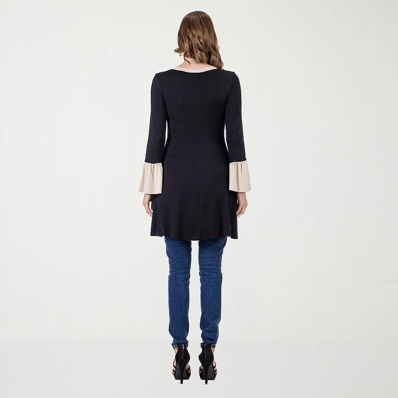 24seven Comfort Apparel Womens Scoop Neck Long Sleeve Tunic Top