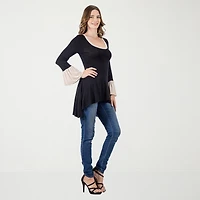 24seven Comfort Apparel Womens Scoop Neck Long Sleeve Tunic Top