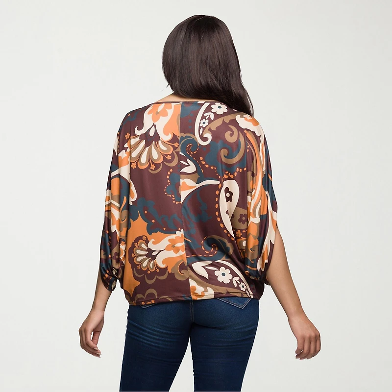24seven Comfort Apparel Womens Boat Neck Long Sleeve Blouse