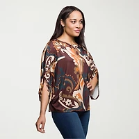 24seven Comfort Apparel Womens Boat Neck Long Sleeve Blouse