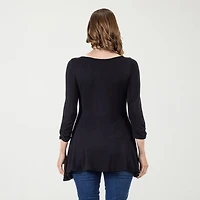 24seven Comfort Apparel Womens Boat Neck 3/4 Sleeve Tunic Top