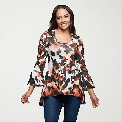 24seven Comfort Apparel Womens Scoop Neck 3/4 Sleeve Tunic Top