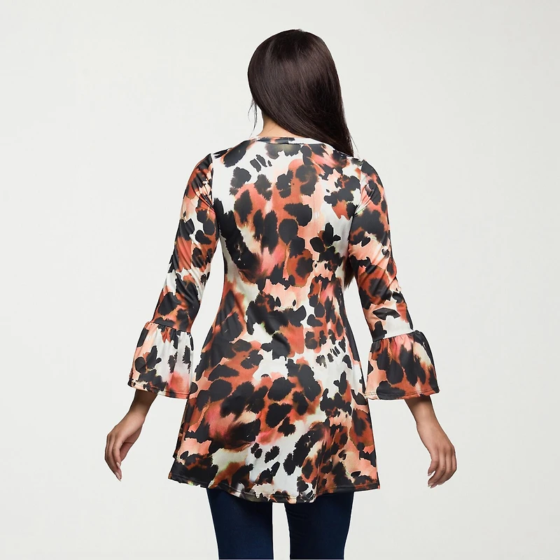 24seven Comfort Apparel Womens Scoop Neck 3/4 Sleeve Tunic Top
