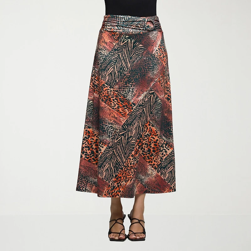 24seven Comfort Apparel Womens Mid Rise Stretch Fabric Pencil Skirt