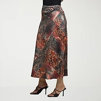 24seven Comfort Apparel Womens Mid Rise Stretch Fabric Pencil Skirt