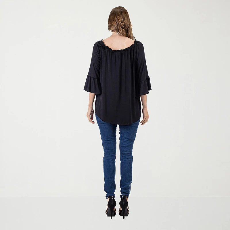 24seven Comfort Apparel Womens Scoop Neck Long Sleeve Tunic Top