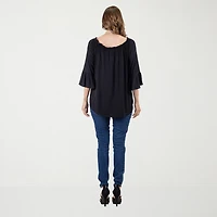 24seven Comfort Apparel Womens Scoop Neck Long Sleeve Tunic Top