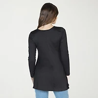 24seven Comfort Apparel Womens Henley Neck Long Sleeve Tunic Top