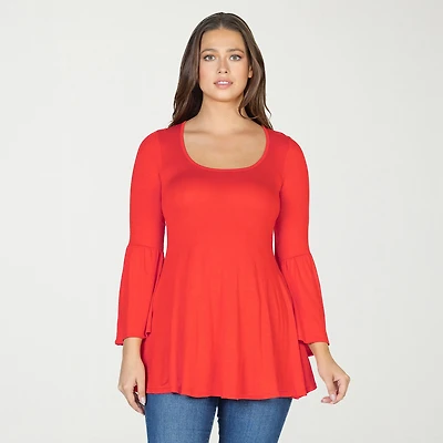 24seven Comfort Apparel Womens Scoop Neck 3/4 Sleeve Tunic Top