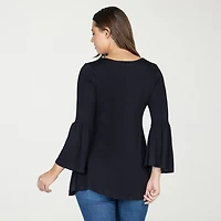 24seven Comfort Apparel Womens Scoop Neck 3/4 Sleeve Tunic Top