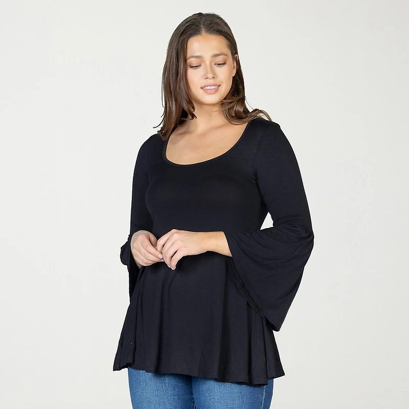 24seven Comfort Apparel Womens Scoop Neck 3/4 Sleeve Tunic Top