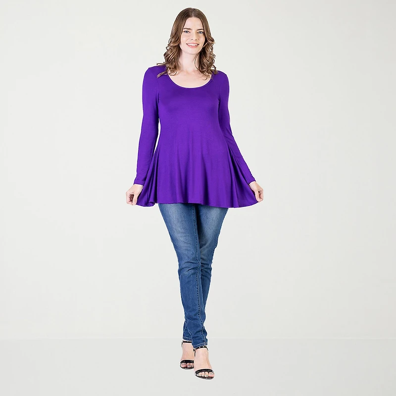24seven Comfort Apparel Womens Scoop Neck Long Sleeve Tunic Top