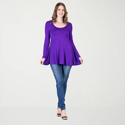 24seven Comfort Apparel Womens Scoop Neck Long Sleeve Tunic Top