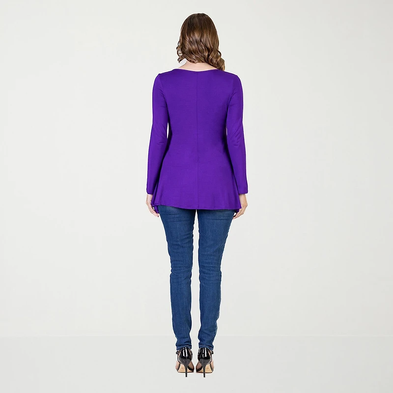 24seven Comfort Apparel Womens Scoop Neck Long Sleeve Tunic Top