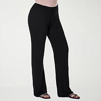 24seven Comfort Apparel Womens Wide Leg Mid Rise Drawstring Pant