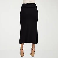 24seven Comfort Apparel Womens Mid Rise Stretch Fabric Maxi Skirt
