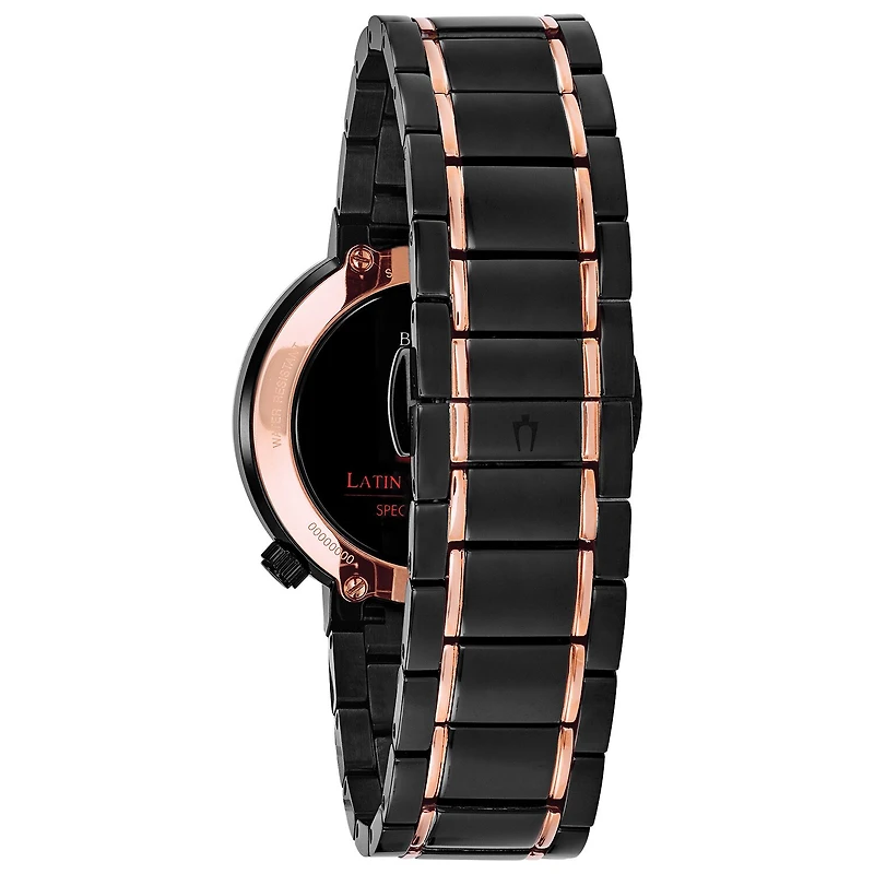 Bulova Latin Grammy Womens Black Stainless Steel Bracelet Watch 98l240