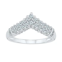 Womens 2MM / CT. T.W. Natural White Diamond 10K Gold Chevron Cluster Band