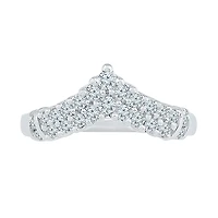 Womens 2MM / CT. T.W. Natural White Diamond 10K Gold Chevron Cluster Band
