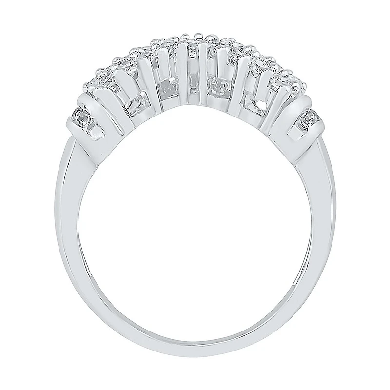 Womens 2MM / CT. T.W. Natural White Diamond 10K Gold Chevron Cluster Band