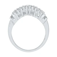 Womens 2MM / CT. T.W. Natural White Diamond 10K Gold Chevron Cluster Band