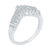 Womens 2MM / CT. T.W. Natural White Diamond 10K Gold Chevron Cluster Band