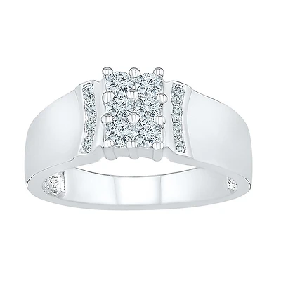 Womens 2MM / CT. T.W. Natural White Diamond 10K Gold Cluster Band