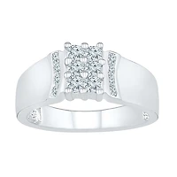 Womens 2MM / CT. T.W. Natural White Diamond 10K Gold Cluster Band