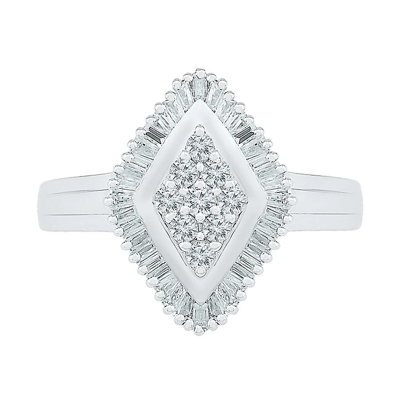 Womens 1/2 CT. T.W. Natural White Diamond 10K Gold Cluster Halo Cocktail Ring