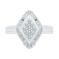 Womens 1/2 CT. T.W. Natural White Diamond 10K Gold Cluster Halo Cocktail Ring