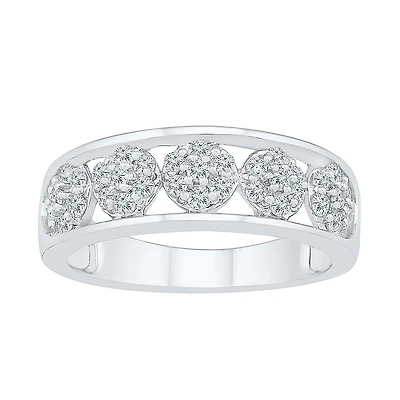 Womens 2MM 1/2 CT. T.W. Natural White Diamond 10K Gold Cluster Band