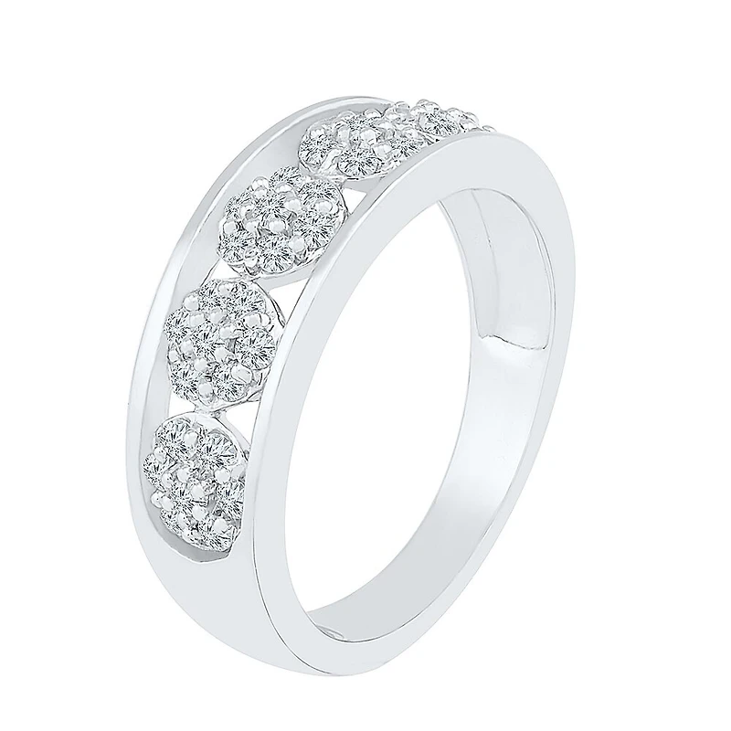 Womens 2MM / CT. T.W. Natural White Diamond 10K Gold Cluster Band