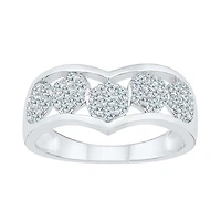 Womens 2MM 5/8 CT. T.W. Natural White Diamond 10K Gold Chevron Cluster Band