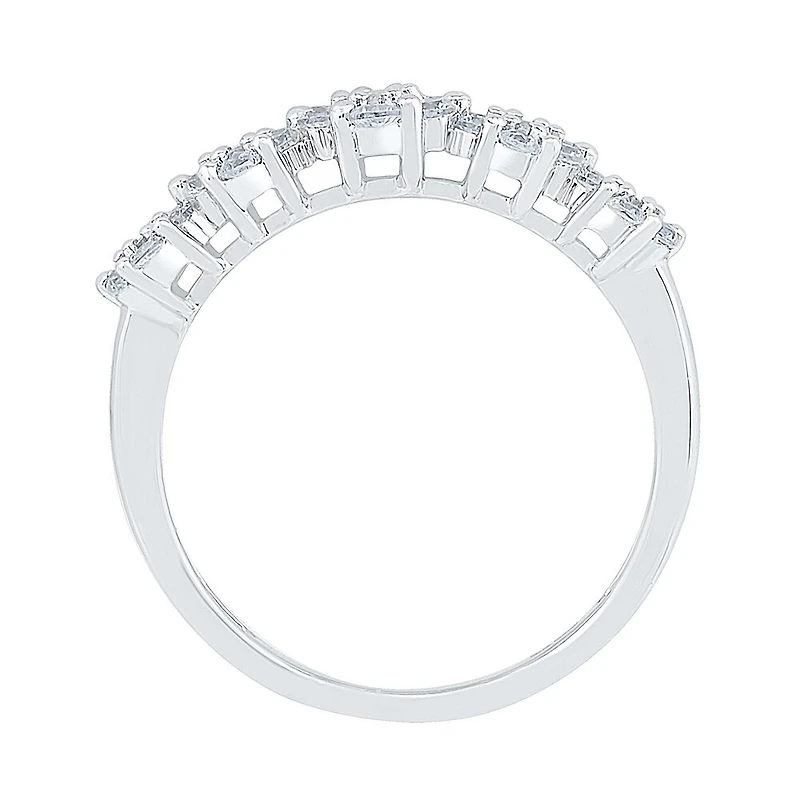 Womens 2MM 5/8 CT. T.W. Natural White Diamond 10K Gold Flower Cluster Band