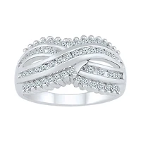 Womens 2MM 5/8 CT. T.W. Natural White Diamond 10K Gold Cluster Crossover Band