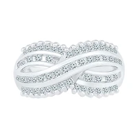 Womens 2MM 5/8 CT. T.W. Natural White Diamond 10K Gold Cluster Crossover Band