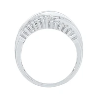 Womens 2MM 5/8 CT. T.W. Natural White Diamond 10K Gold Cluster Crossover Band