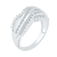 Womens 2MM 5/8 CT. T.W. Natural White Diamond 10K Gold Cluster Crossover Band