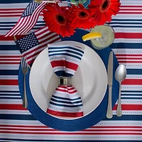 Design Imports Patriotic Stripe Outdoor Tablecloth