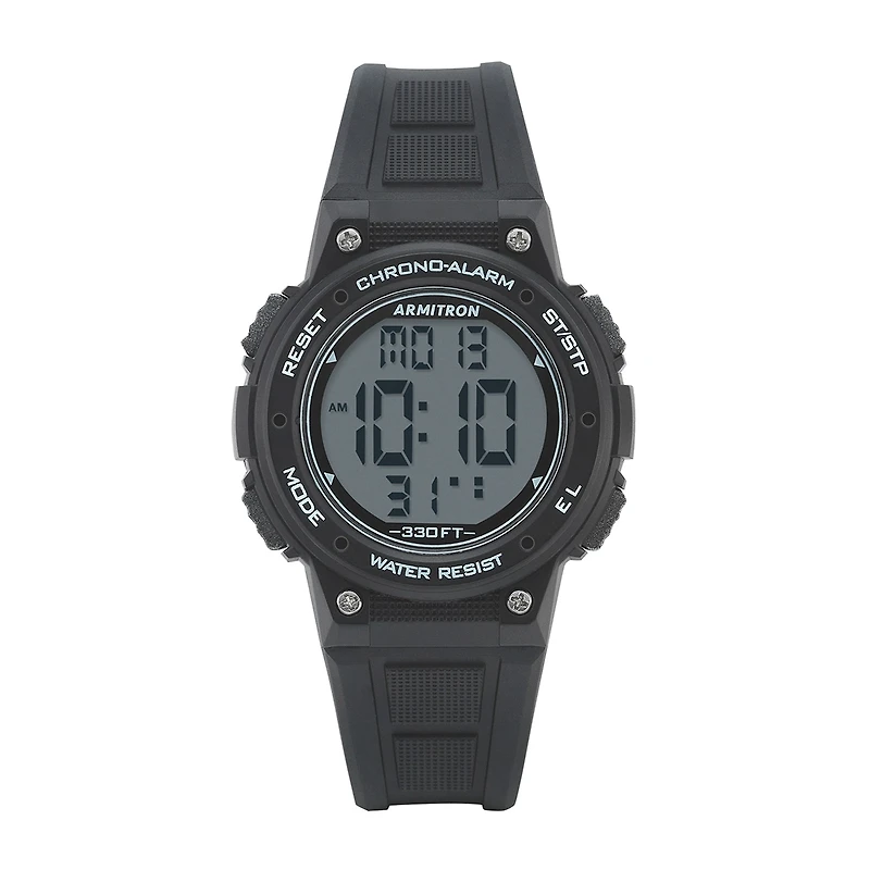 Armitron Pro-Sport Womens Chronograph Digital Black Strap Watch 45/7086blk